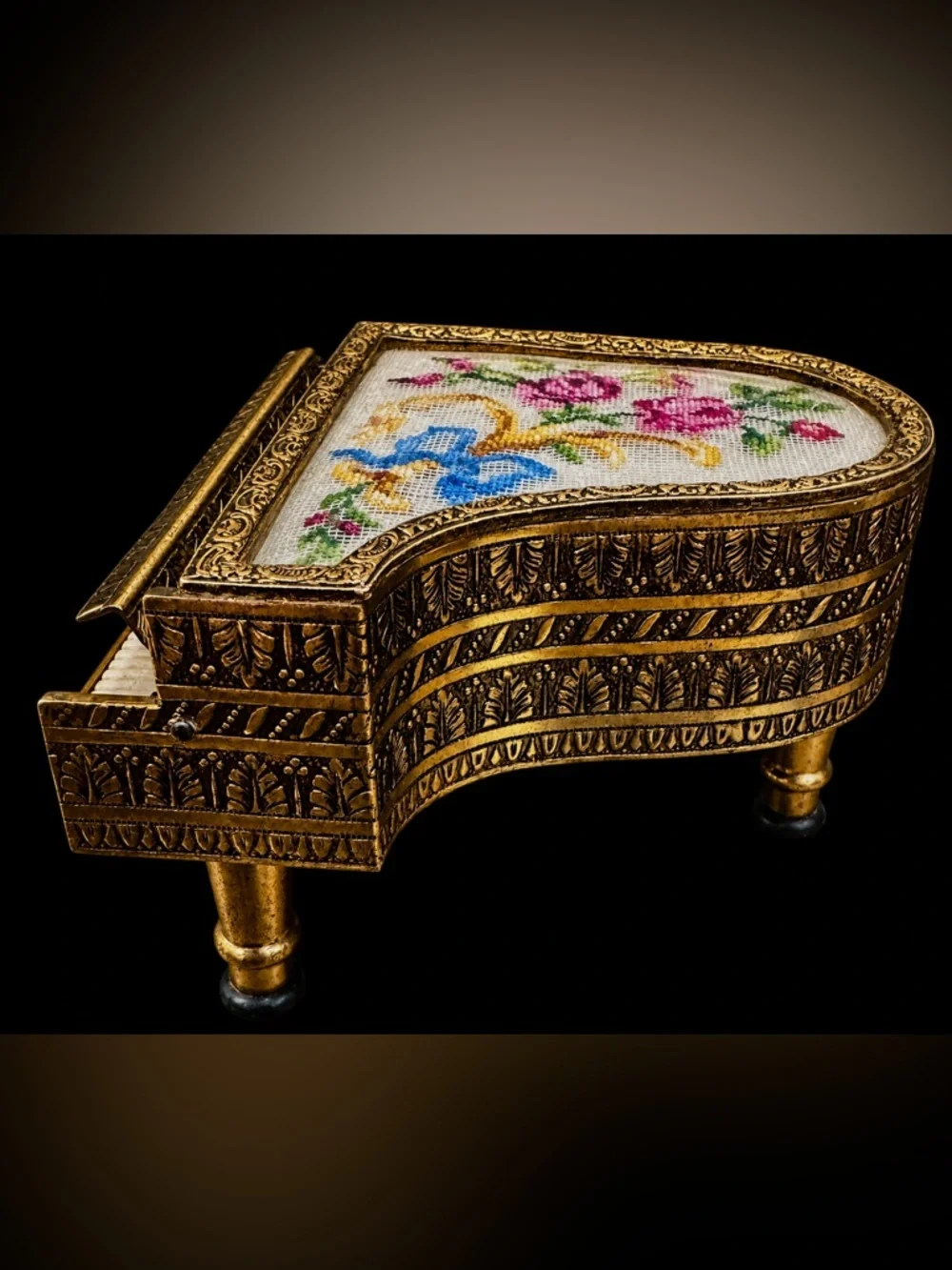Vintage Grand Piano Musical Box – “Danube Waves”